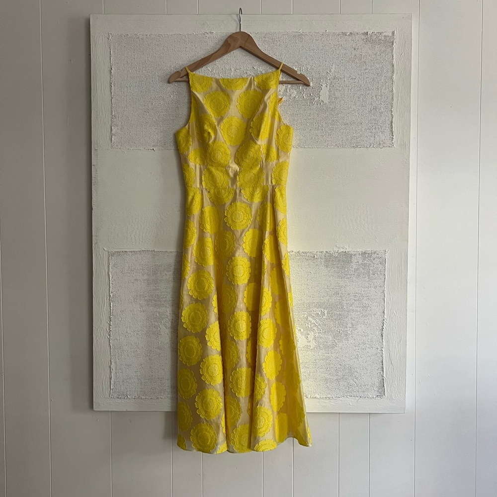 Pearl by Lela Rose Yellow Floral A-line Dress